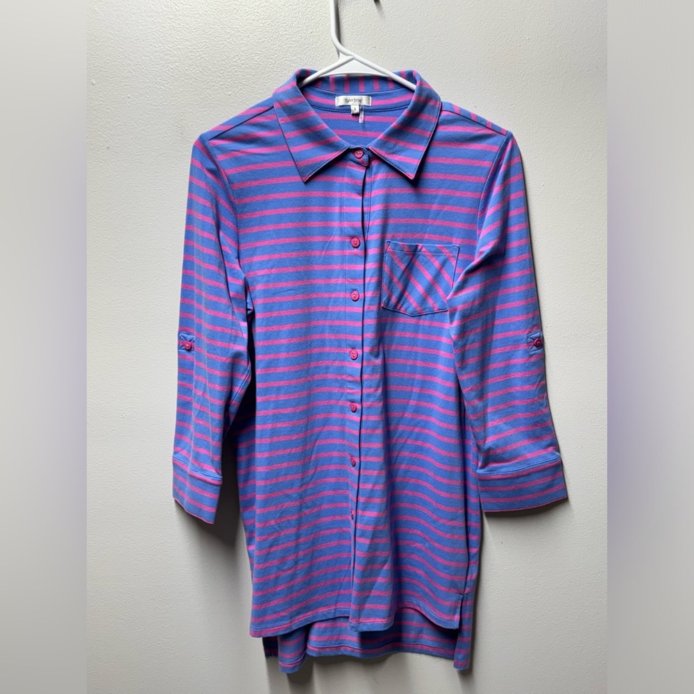 Tyler Böe Striped 3/4 Sleeve Polo Shirt